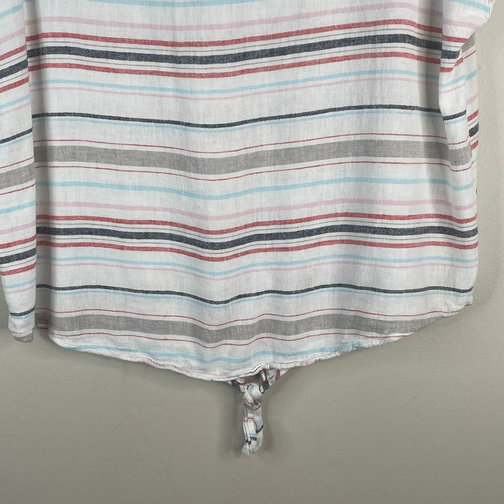 Weatherproof Vintage Beachy Linen Blend Top Large Coastal Striped Vacation Tie - Picture 15 of 15